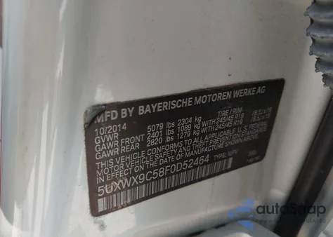 2015 BMW X3 xDrive28I z USA, uszkodzony, nr VIN 5UXWX9C58F0D52464